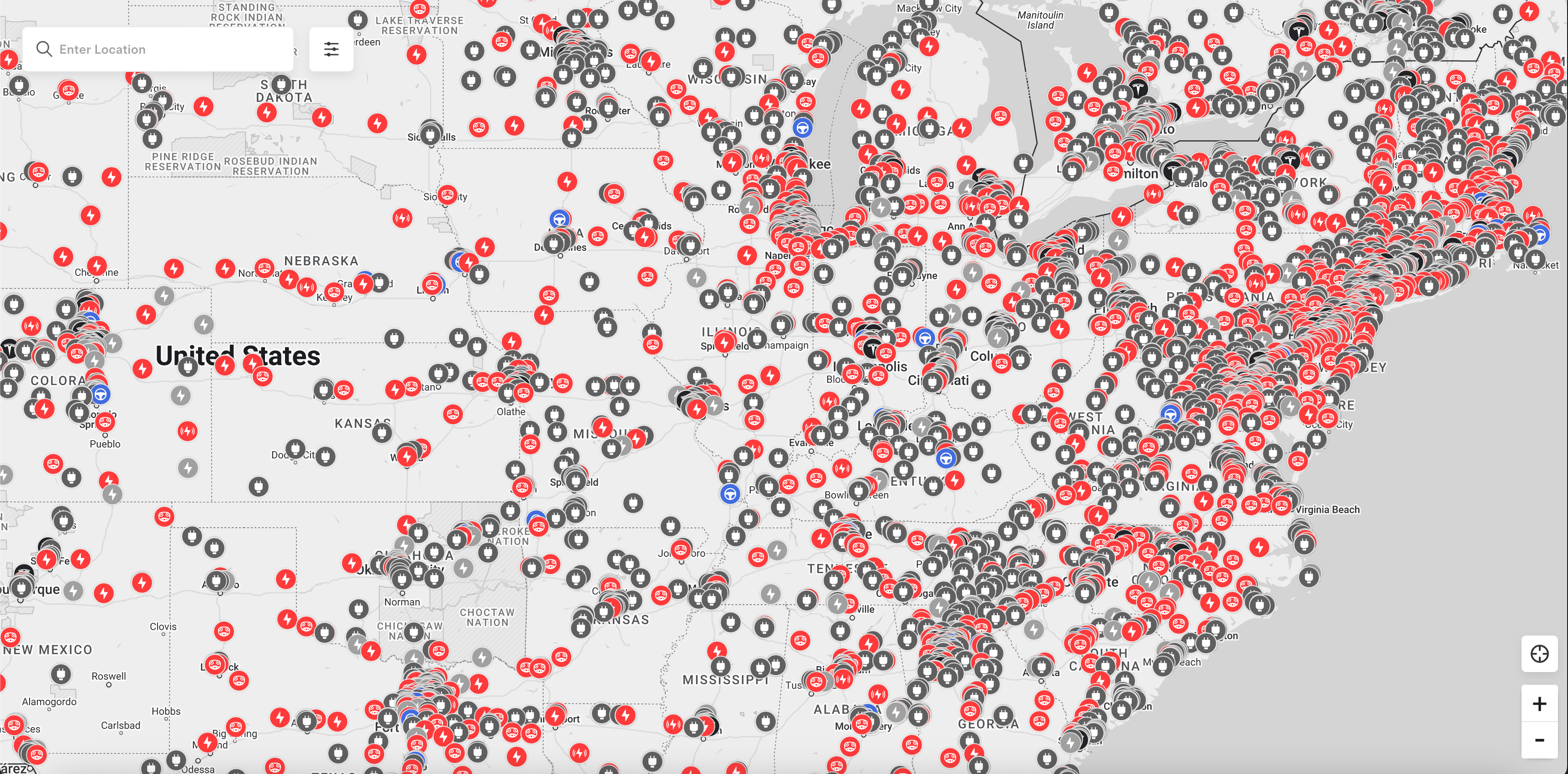 Tesla Supercharger Network Map