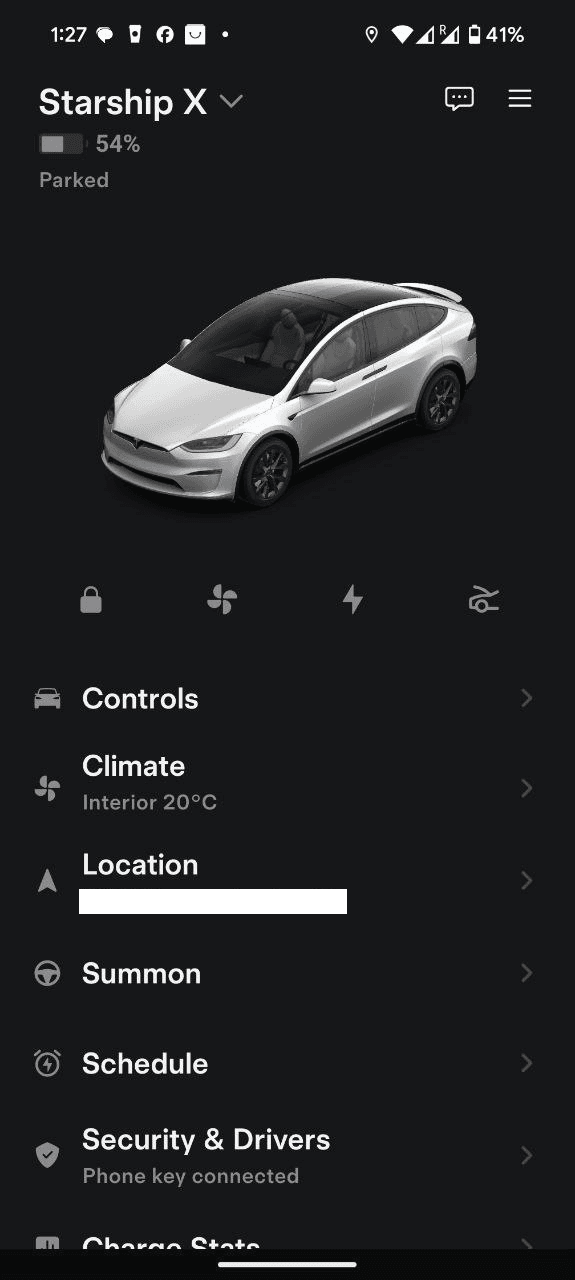 Tesla Mobile App Interface