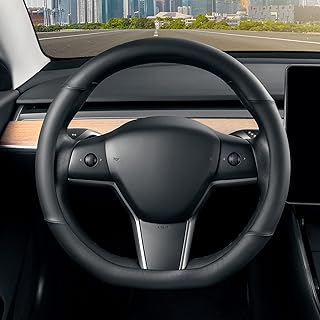 Flat Bottom Steering Wheel Cover for Tesla Model 3/Y
