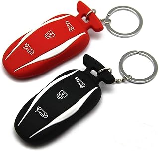 2 Packs Silicone Key Fob Cover for Tesla Model S & Model 3 (Red & Black)